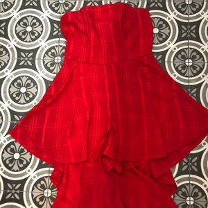 Red high low dress skort strapless size S